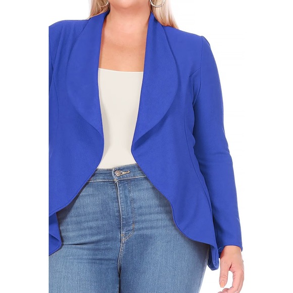 Lane Bryant Jackets & Blazers - Lane Bryant Royal Blue Open Front Draped Shawl Collar Blazer Plus Size 18